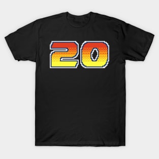 20 Pixel Font Twenty in Red Orange and Yellow T-Shirt